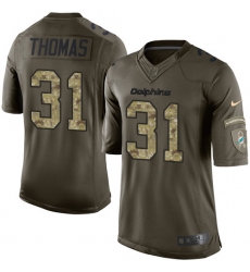 Men's Nike Miami Dolphins #31 Michael Thomas Elite Green Salute to Service NFL Jersey