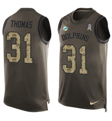 Men's Nike Miami Dolphins #31 Michael Thomas Limited Green Salute to Service Tank Top NFL Jersey