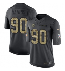 Youth Nike Miami Dolphins #90 Charles Harris Limited Black 2016 Salute to Service NFL Jersey