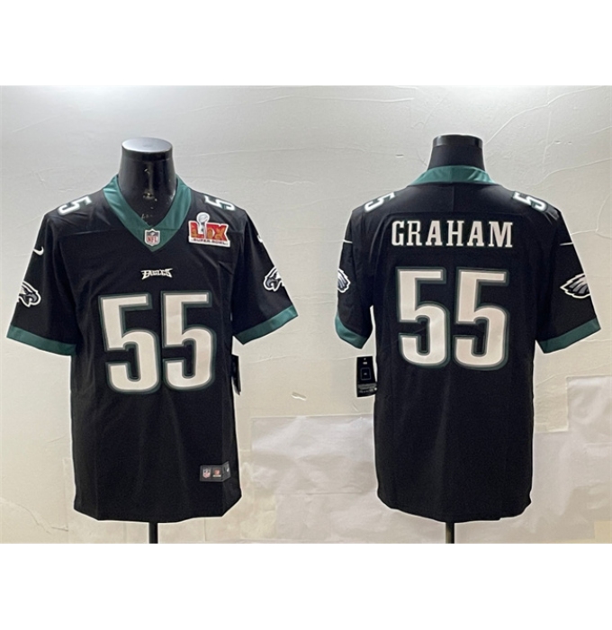 Men's Philadelphia Eagles #55 Brandon Graham Black 2025 Super Bowl LIX Vapor Untouchable Limited Football Stitched Jersey