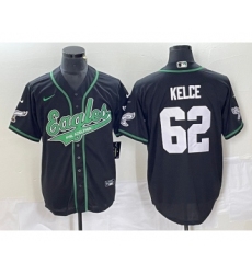 Men's Nike Philadelphia Eagles #62 Jason Kelce Black Cool Base Stitched Baseball Jersey