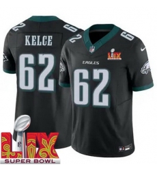 Men's Philadelphia Eagles Jason Kelce #62 Black 2024 2025 Super Bowl LIX F U S E Stitched NFL Jersey