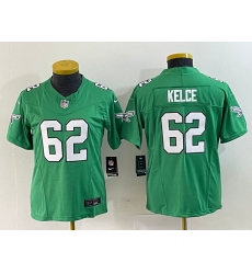 Women's Nike Philadelphia Eagles #62 Jason Kelce Green 2023 F.U.S.E. Vapor Limited Throwback Stitched Football Jersey