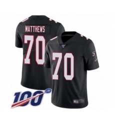 Men's Atlanta Falcons #70 Jake Matthews Black Alternate Vapor Untouchable Limited Player 100th Season Football Jersey