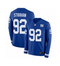 Youth Nike New York Giants #92 Michael Strahan Limited Royal Blue Therma Long Sleeve NFL Jersey