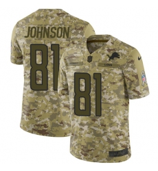 Youth Nike Detroit Lions #81 Calvin Johnson Limited Camo 2018 Salute to Service NFL Jersey