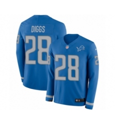 Youth Nike Detroit Lions #28 Quandre Diggs Limited Blue Therma Long Sleeve NFL Jersey