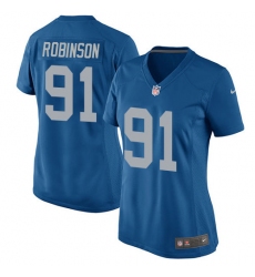Women's Nike Detroit Lions #91 A'Shawn Robinson Game Blue Alternate NFL Jersey