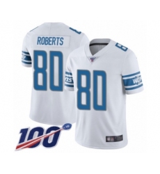 Men's Detroit Lions #80 Michael Roberts White Vapor Untouchable Limited Player 100th Season Football Jersey
