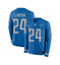 Men's Nike Detroit Lions #24 Nevin Lawson Limited Blue Therma Long Sleeve NFL Jersey