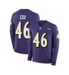Youth Nike Baltimore Ravens #46 Morgan Cox Limited Purple Therma Long Sleeve NFL Jersey