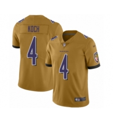 Men's Baltimore Ravens #4 Sam Koch Limited Gold Inverted Legend Football Jersey