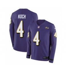 Men's Nike Baltimore Ravens #4 Sam Koch Limited Purple Therma Long Sleeve NFL Jersey