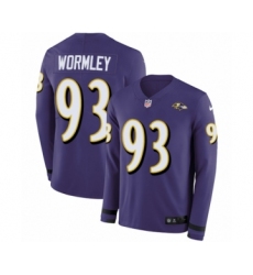 Youth Nike Baltimore Ravens #93 Chris Wormley Limited Purple Therma Long Sleeve NFL Jersey