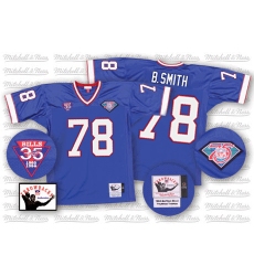 Mitchell And Ness Buffalo Bills #78 Bruce Smith Royal Blue 35th Anniversary Patch Authentic Throwback NFL Jersey