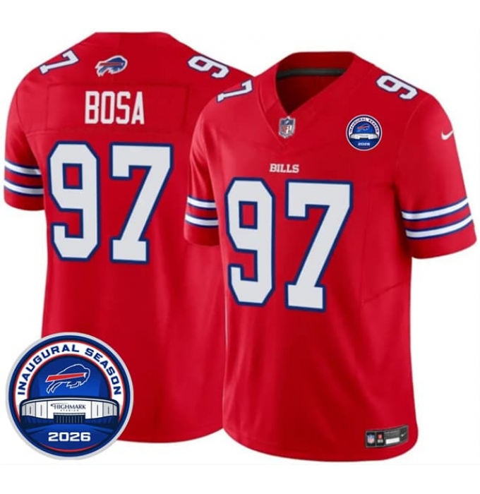 Men's Buffalo Bills #97 Joey Bosa Red F.U.S.E. 2026 Inaugural Season at Highmark Stadium Football Stitched Jersey