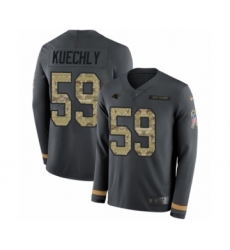 Youth Nike Carolina Panthers #59 Luke Kuechly Limited Black Salute to Service Therma Long Sleeve NFL Jersey