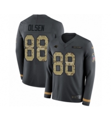 Youth Nike Carolina Panthers #88 Greg Olsen Limited Black Salute to Service Therma Long Sleeve NFL Jersey