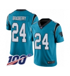 Men's Carolina Panthers #24 James Bradberry Limited Blue Rush Vapor Untouchable 100th Season Football Jersey