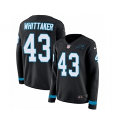 Women's Nike Carolina Panthers #43 Fozzy Whittaker Limited Black Therma Long Sleeve NFL Jersey