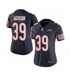 Women's Chicago Bears #39 Eddie Jackson Navy Blue Team Color 100th Season Limited Football Jersey