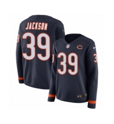 Women's Nike Chicago Bears #39 Eddie Jackson Limited Navy Blue Therma Long Sleeve NFL Jersey