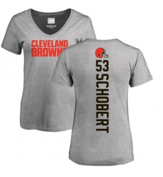 NFL Women's Nike Cleveland Browns #53 Joe Schobert Ash Backer V-Neck T-Shirt