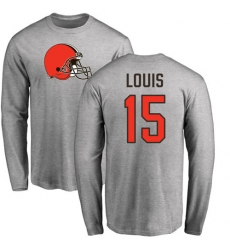 NFL Nike Cleveland Browns #15 Ricardo Louis Ash Name & Number Logo Long Sleeve T-Shirt