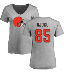 NFL Women's Nike Cleveland Browns #85 David Njoku Ash Name & Number Logo T-Shirt