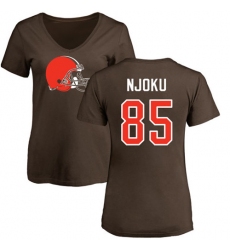 NFL Women's Nike Cleveland Browns #85 David Njoku Brown Name & Number Logo T-Shirt
