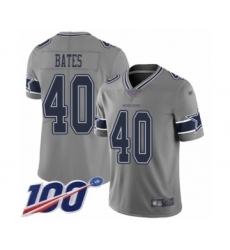 Youth Dallas Cowboys #40 Bill Bates Limited Gray Inverted Legend 100th Season Football Jers