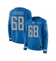 Women's Nike Detroit Lions #68 Taylor Decker Limited Blue Therma Long Sleeve NFL Jersey