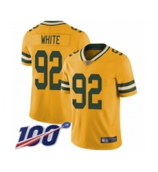 Youth Green Bay Packers #92 Reggie White Limited Gold Rush Vapor Untouchable 100th Season Football Jersey