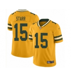 Youth Green Bay Packers #15 Bart Starr Limited Gold Inverted Legend Football Jersey