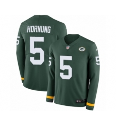Men's Nike Green Bay Packers #5 Paul Hornung Limited Green Therma Long Sleeve NFL Jersey