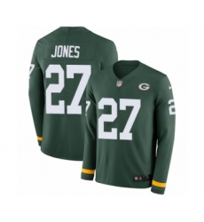 Youth Nike Green Bay Packers #27 Josh Jones Limited Green Therma Long Sleeve NFL Jersey