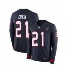 Men's Nike Houston Texans #21 Tyler Ervin Limited Navy Blue Therma Long Sleeve NFL Jersey