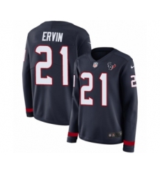 Women's Nike Houston Texans #21 Tyler Ervin Limited Navy Blue Therma Long Sleeve NFL Jersey