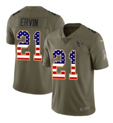 Youth Nike Houston Texans #21 Tyler Ervin Limited Olive USA Flag 2017 Salute to Service NFL Jersey