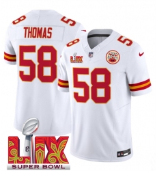 Men's Kansas City Chiefs #58 Derrick Thomas White 2025 Super Bowl LIX F.U.S.E. Vapor Limited Stitched Football Jersey